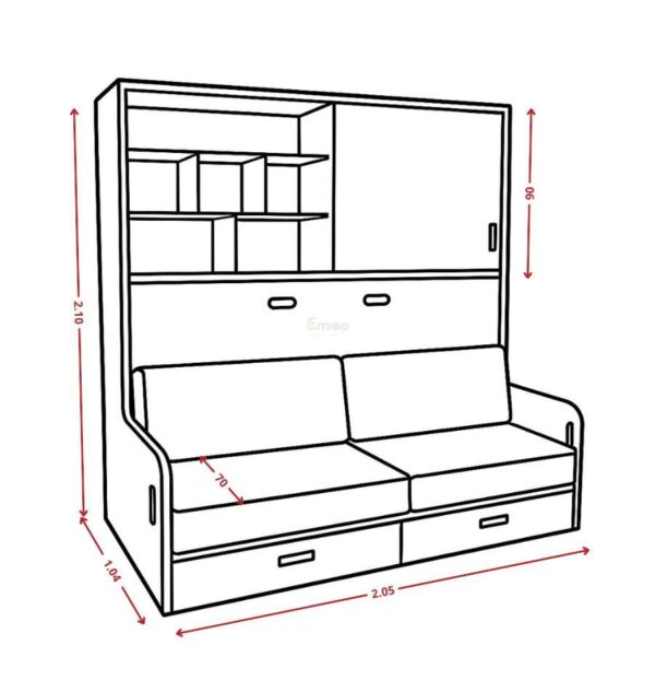 Cama abatible 1 plaza con sofá