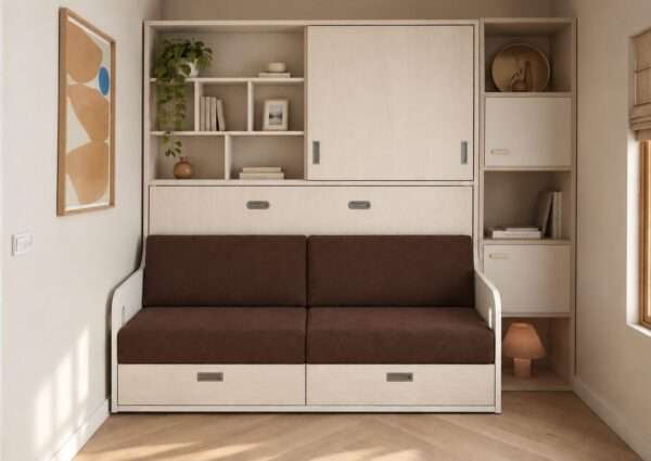 Cama abatible 1 plaza con sofá